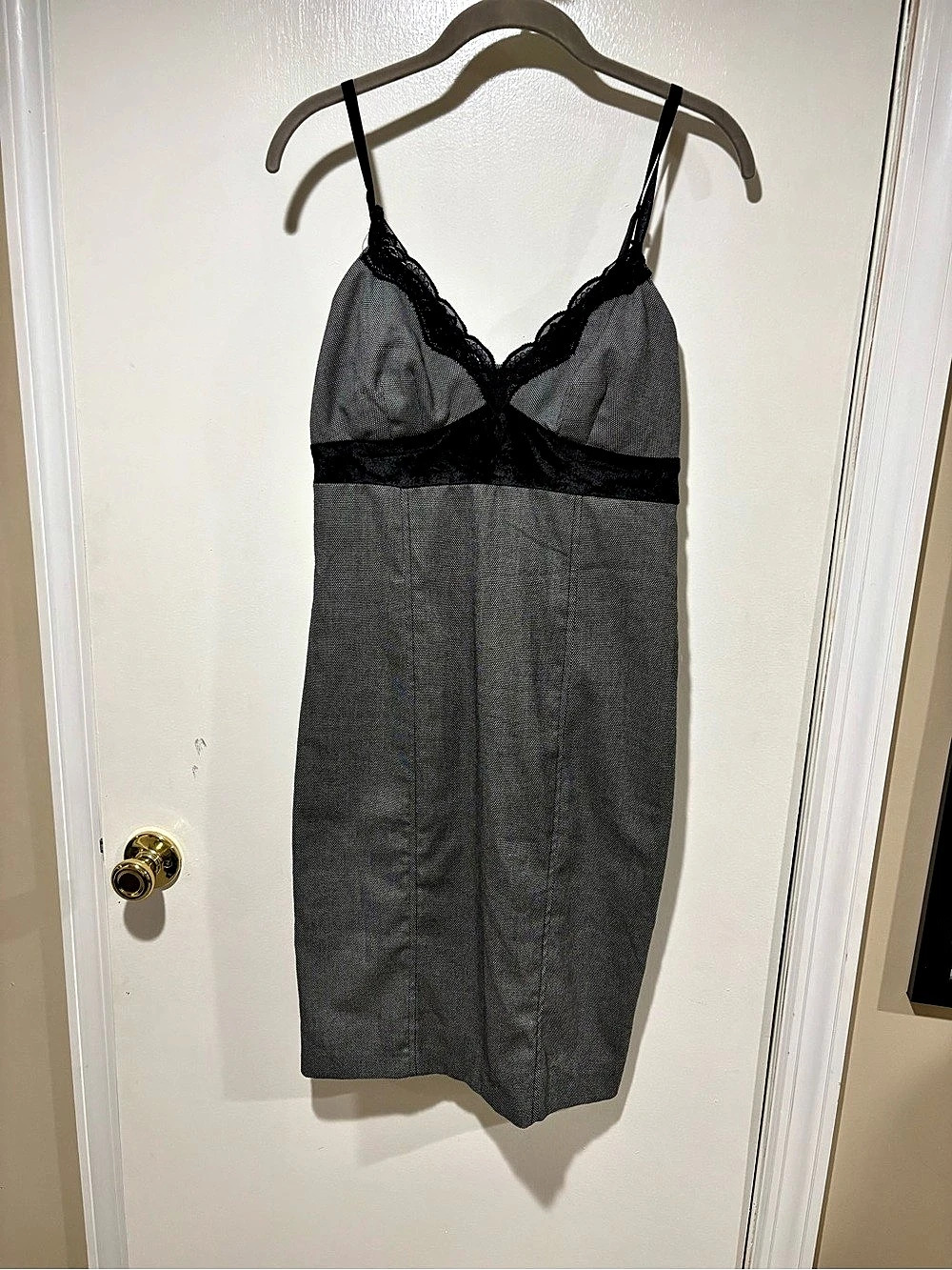 Nadine (Italian designer) Gray & Black Lace Mini Dress Size 44 (us 8)